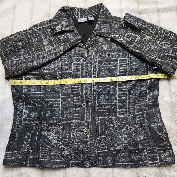 Jacket Filigree embroidered Black metallic gold and silver Size XL CHICO'S - Picture 13 of 15